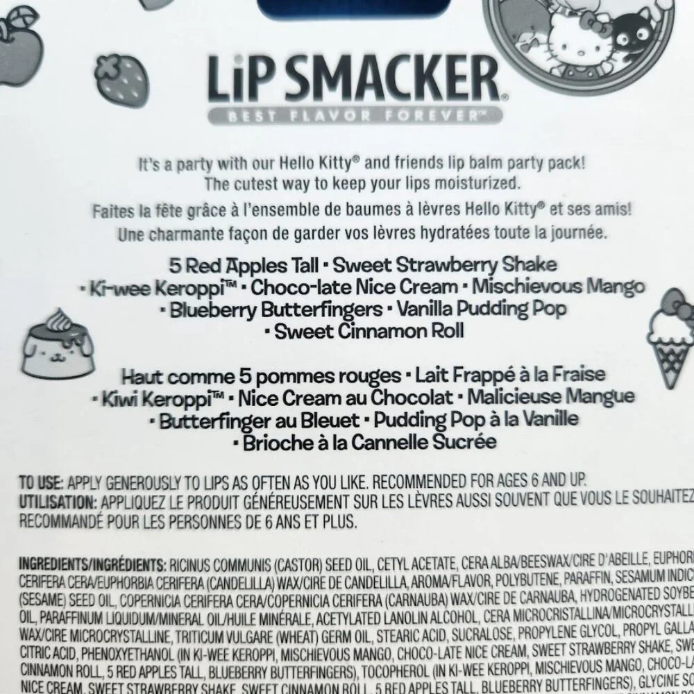 NEW Lip Smacker Sanrio Hello Kitty 8-Piece Flavored Lip Balm My Melody Little Tw